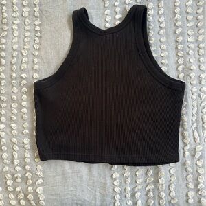 Black racerback ribbed tank